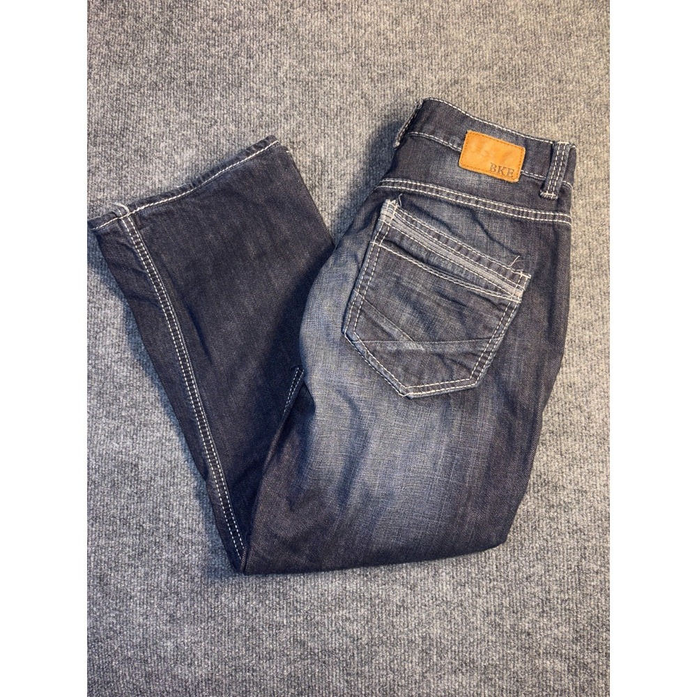 BKE‎ Carter Jeans Womens Size 29 Black Denim Whiskerd Double Stitch Straight Leg